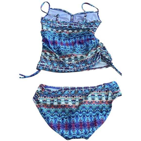 Prana Women's Purple Geometric Stretch Inez Tankini Swim Top Bikini Set Medium - Picture 7 of 10